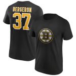Boston Bruins Iconic Name & Number Graphic T-Shirt - Black - Patrice Bergeron 37 - Mens