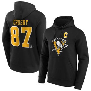 Pittsburgh Penguins Iconic Name & Number Graphic Hoodie - Black - Sidney Crosby 87 - Mens