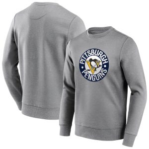Pittsburgh Penguins True Classics Vintage Graphic Crew Sweatshirt - Sports Grey - Mens