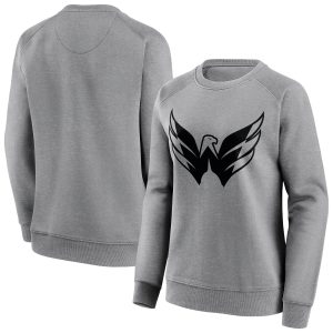 Washington Capitals Iconic Mono Logo Graphic Crew Sweatshirt - Sports Grey - Womens