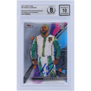 Angelo Dawkins WWE Autographed 2021 Topps Finest #42 Beckett Fanatics Witnessed Authenticated 10 Card