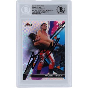 Austin Theory WWE Autographed 2021 Topps Finest X-Factors Black Ink #77 Beckett Fanatics Witnessed Authenticated Card