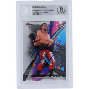 Austin Theory WWE Autographed 2021 Topps Finest #77 Beckett Fanatics Witnessed Authenticated Card