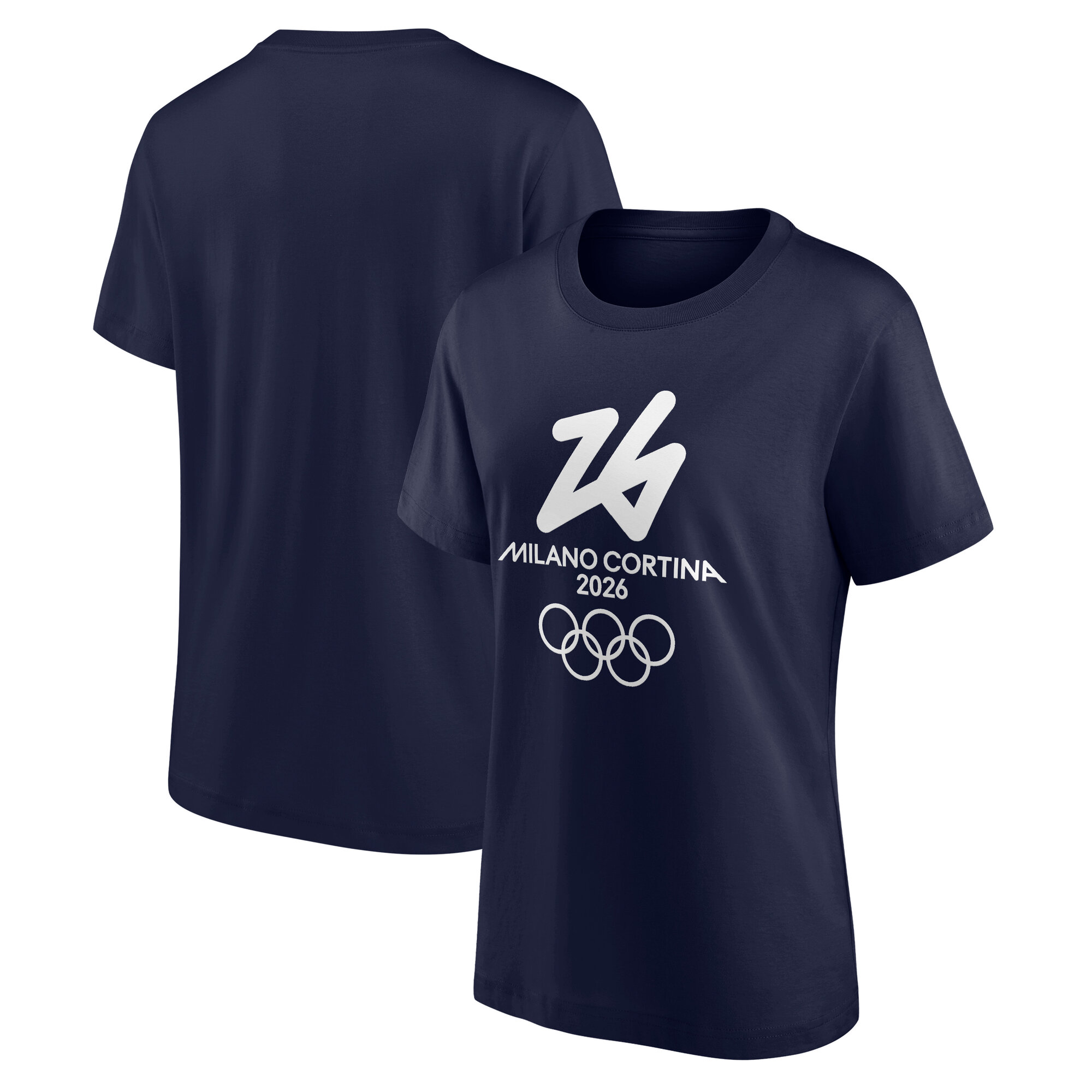 Milano Cortina 2026 Olympics Primary Logo Graphic T-Shirt – Navy – Womens Milano Cortina 2026 Olympics Primary Logo Graphic T-Shirt - Navy - Womens