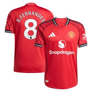 Manchester United adidas Home Authentic Shirt 2025-26 with B. Fernandes 8 printing Manchester United adidas Home Authentic Shirt 2025-26 with B. Fernandes 8 printing