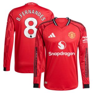 Manchester United adidas Home Authentic Shirt 2025-26 – Long sleeve with B. Fernandes 8 printing Manchester United adidas Home Authentic Shirt 2025-26 - Long sleeve with B. Fernandes 8 printing