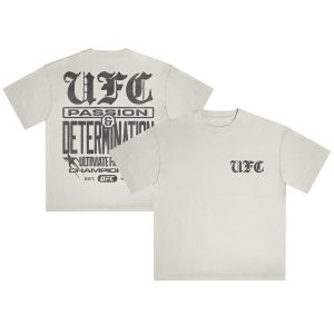 Men's Cream UFC Passion and Determination T-Shirt