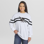 Women's WEAR by Erin Andrews White CM Punk Oversized Stripe Long Sleeve T-Shirt