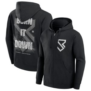 Men's Black Seth Rollins Burn It Down Full-Zip Hoodie