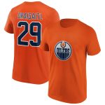 Edmonton Oilers Iconic Name & Number Graphic T-Shirt - Orange - Leon Draisaitl 29 - Mens