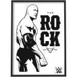 WWE The Rock Black and White Graphic Poster - Framed A3
