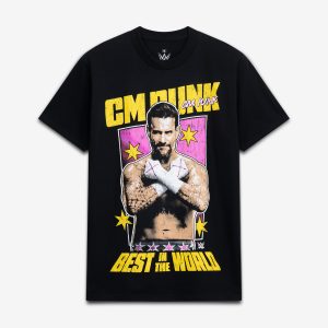 Men's Ripple Junction Black CM Punk Vintage Best in the World Graphic T-Shirt