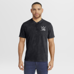 Men's Darius Rucker Collection by Fanatics Black WWE Logo Washed Henley T-Shirt