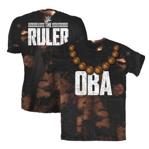Men's Black Oba Femi Beaded Bleached T-Shirt